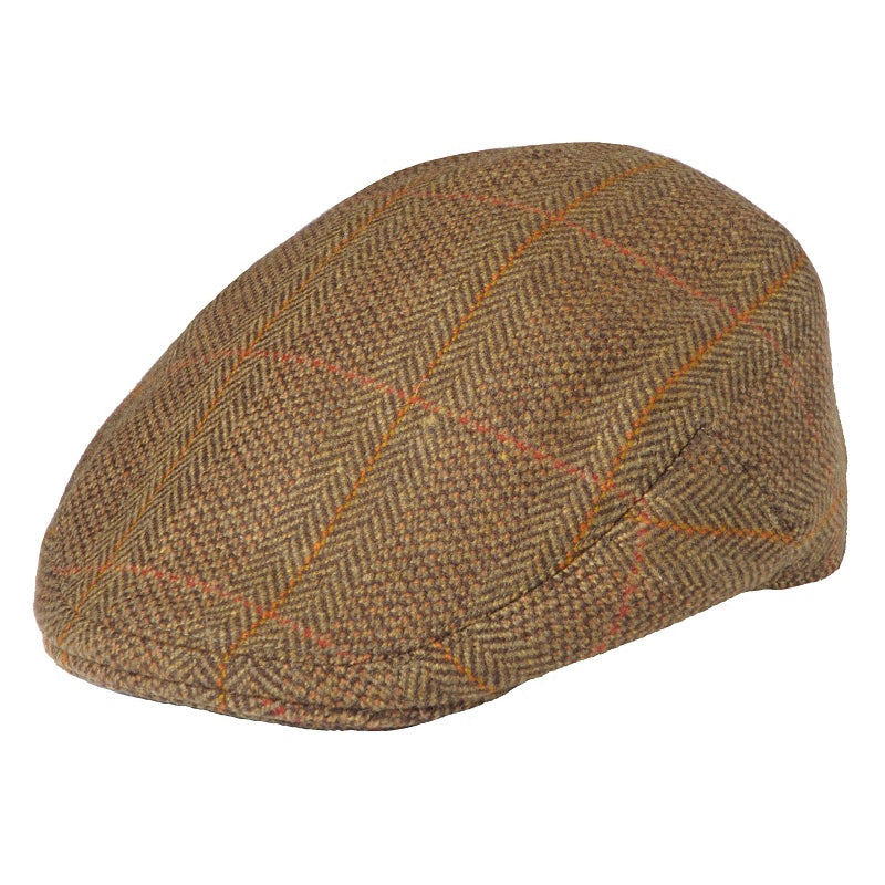 Tweed Cap County Curved Peak in Green Check