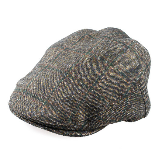 Ascot Balmoral Tweed Cap in Grey-Green