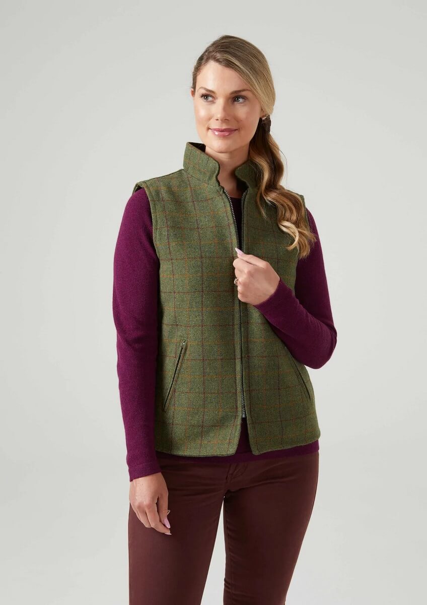 Damen Tweed Gilet Rutland Pine