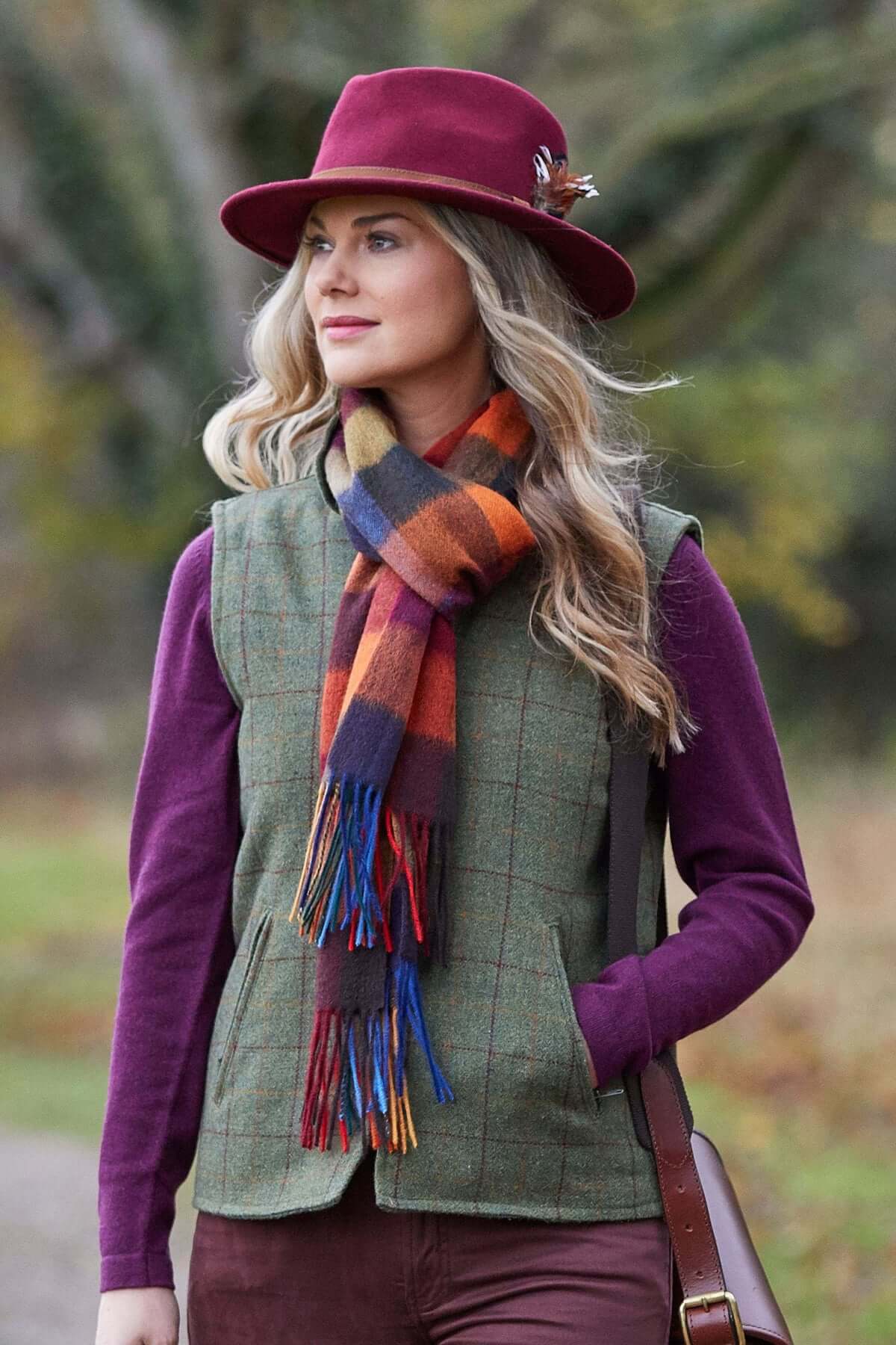 Damen Tweed Gilet Rutland Pine