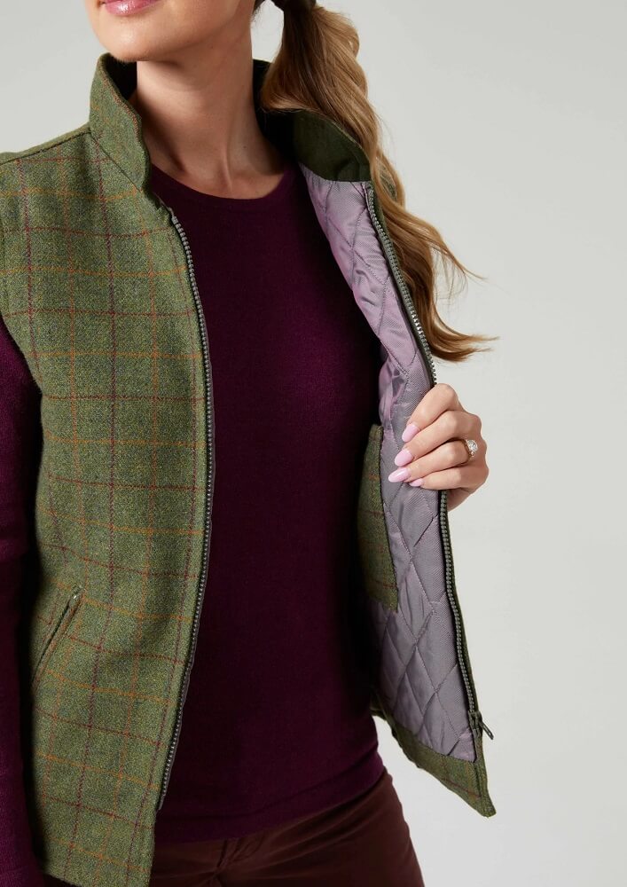 Damen Tweed Gilet Rutland Pine