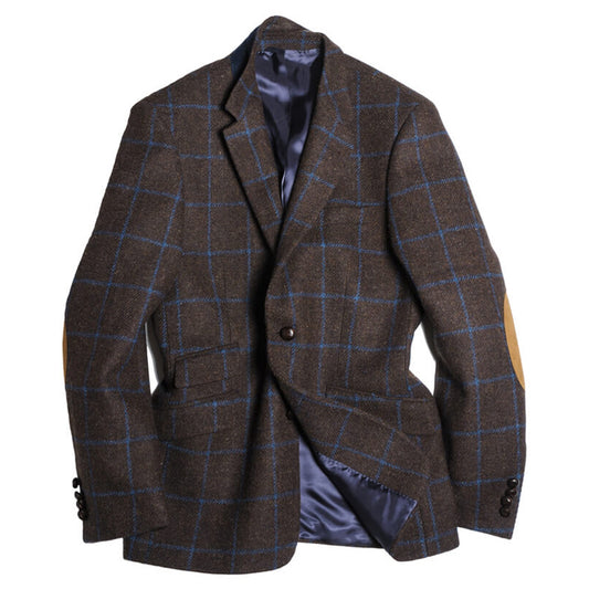 Harris Tweed Sakko Mark in brown with navy blue overcheck