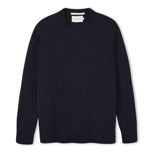Peregrine Makers Stitch Cable Crew Jumper in Navy