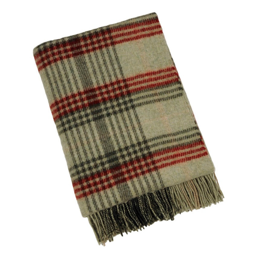 Wolldecke Green Mix with Red Plaid LW111