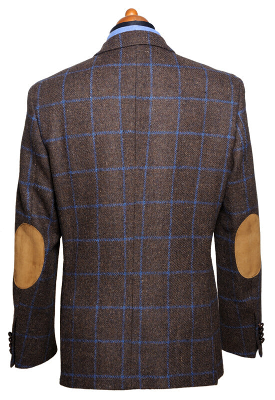 Harris Tweed Sakko Mark in brown with navy blue overcheck