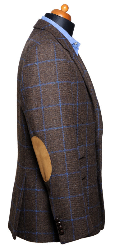 Harris Tweed Sakko Mark in brown with navy blue overcheck