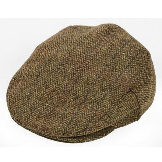 Irish Tweed Cap in Tan Brown Herringbone