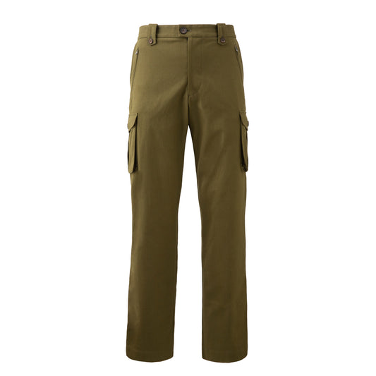 Safari Trousers in Green Herringbone