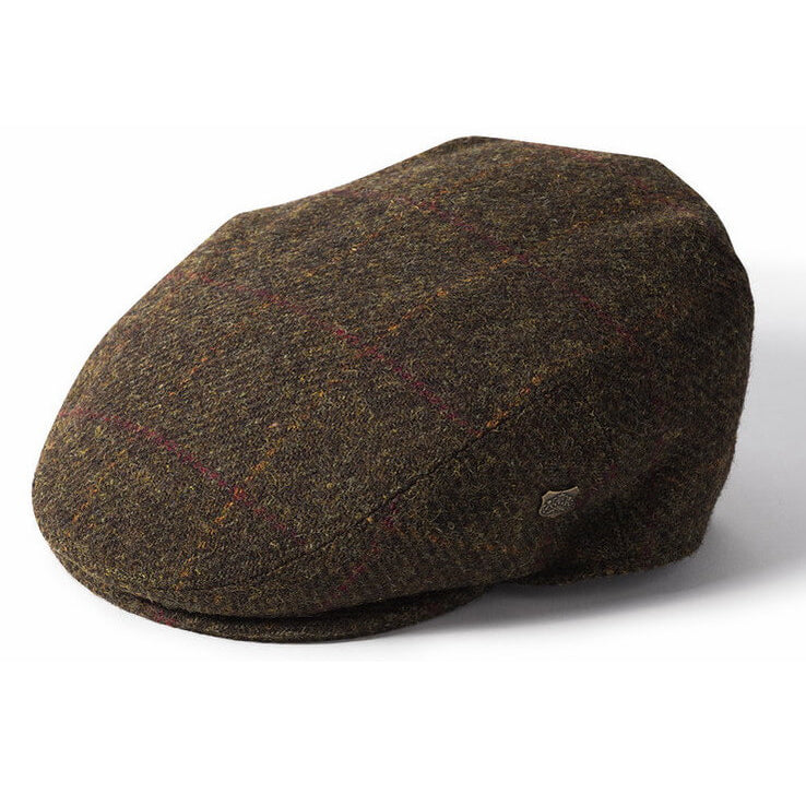 Harris Tweed Cap Stornoway in Dark Olive Check 2017